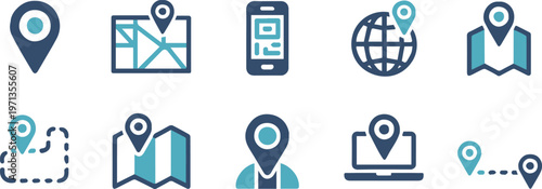 location map marker icons for mobile web and desktop interfaces