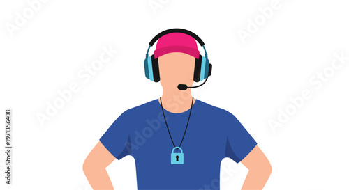Avatar of a coach or referee wearing a pink cap and headset with a whistle around his neck shown on a clean white background.