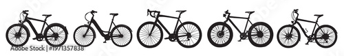 bicycles silhouette white background 