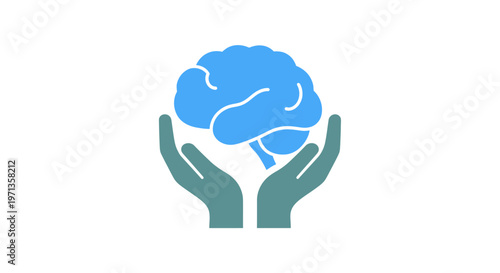 Hands holding a blue brain.
