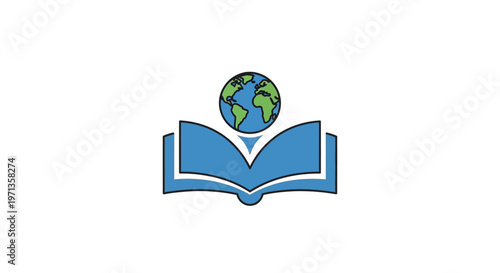Globe on Open Book Icon.