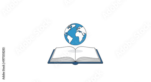 Globe on top of open book.