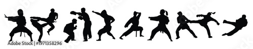 Vector collection of karate martial arts silhouette illustrations