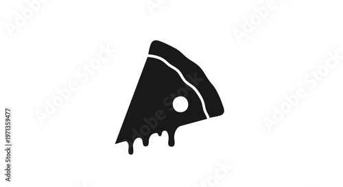A black and white graphic of a slice of pizza