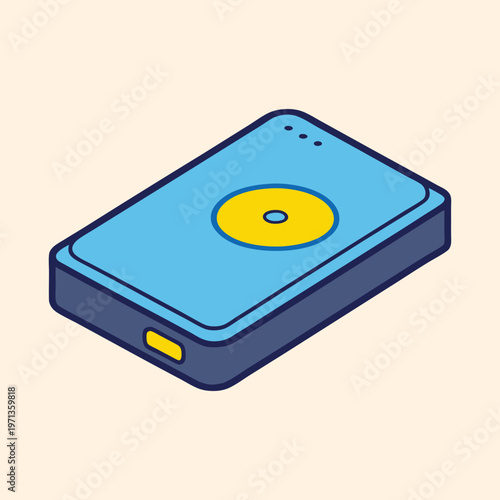 Retro mp3 player with circle button and rounded edges vector design