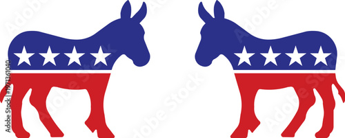 United States Democratic Party Symbol with Red, White, and Blue Donkey Graphic: Political Representation and Election Themes