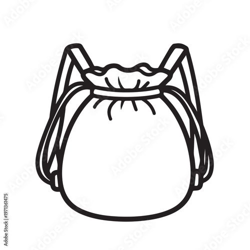 Drawstring Backpack Icon Vector Simple Line Art Casual Bag Isolated