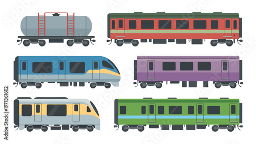 passenger train on the white background