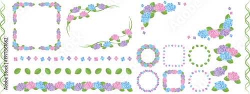 アジサイのフレームと装飾セット