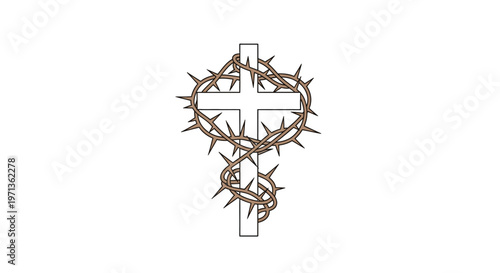 Crown of Thorns on White Cross.