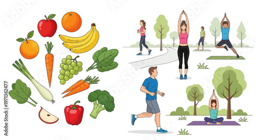 Healthy food and fitness lifestyle.