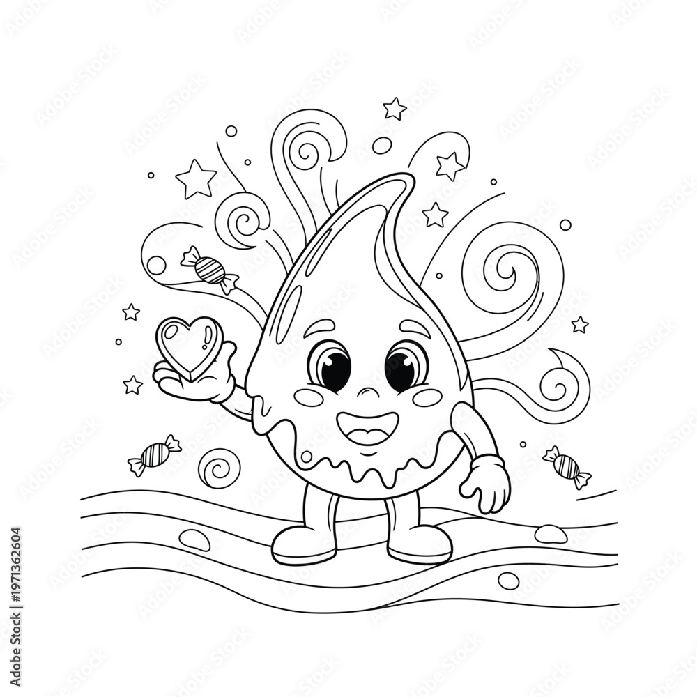 Obraz premium Cute Candy Character Coloring Page