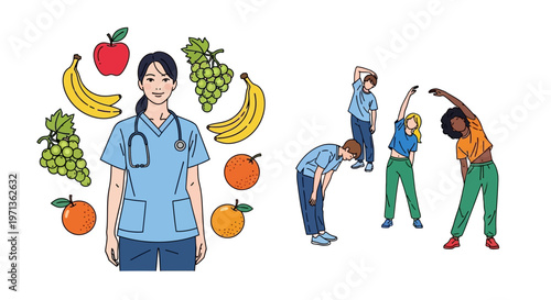 Healthcare worker with fresh fruit.