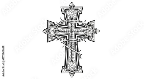 Cross with thorns and Celtic design.