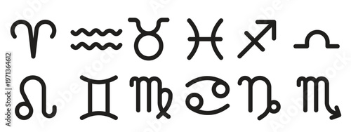 flat set of twelve horoscope icons