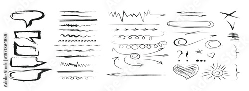 Elements for note-taking, highlighting, and underlining in Hand drawn-style text.