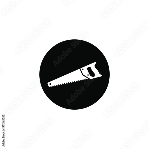 Vector of a hand saw depicted inside a black circle