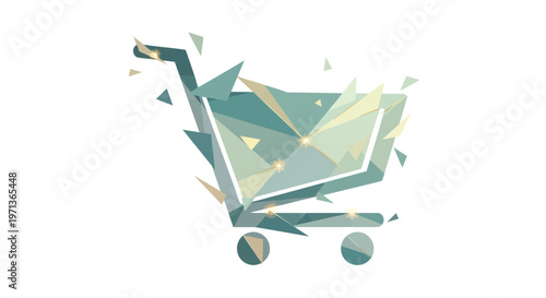 Abstract Shopping Cart Icon - Geometric Design, E-commerce Concept