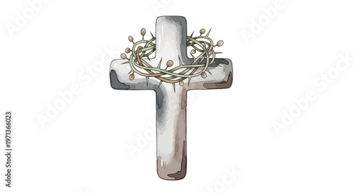 Silver Cross with Thorns Decoration.