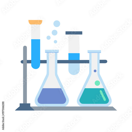 Laboratory equipment illustration beakers test tubes and scientific research
