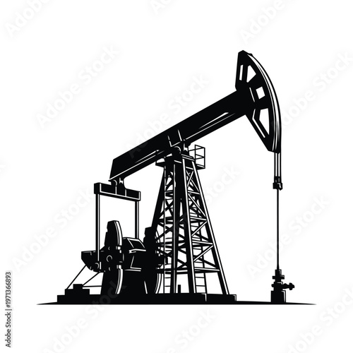 Oil pump jack silhouette vector