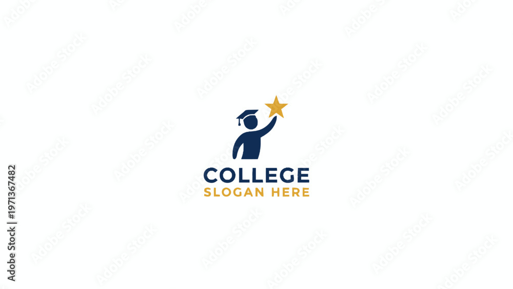 Fototapeta premium College education logo of graduate reaching for success star
