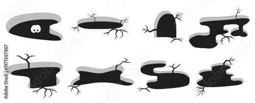 cleft in the ground and a hole in the floor hole with 