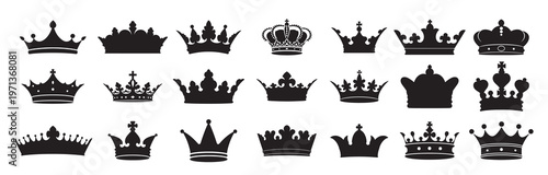 crowns silhouette white background