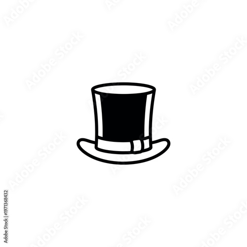 Black Top Hat with Wide Brim.