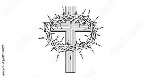 Crown of thorns on a cross.