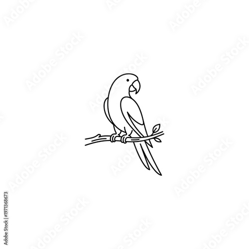 Colorful Parrot Sitting on Branch.