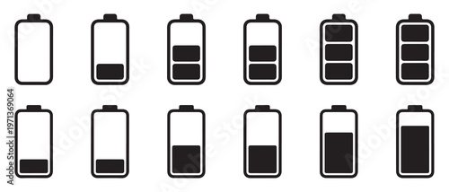 Thin line battery charge level indicator icon set.  vector illustration eps 10