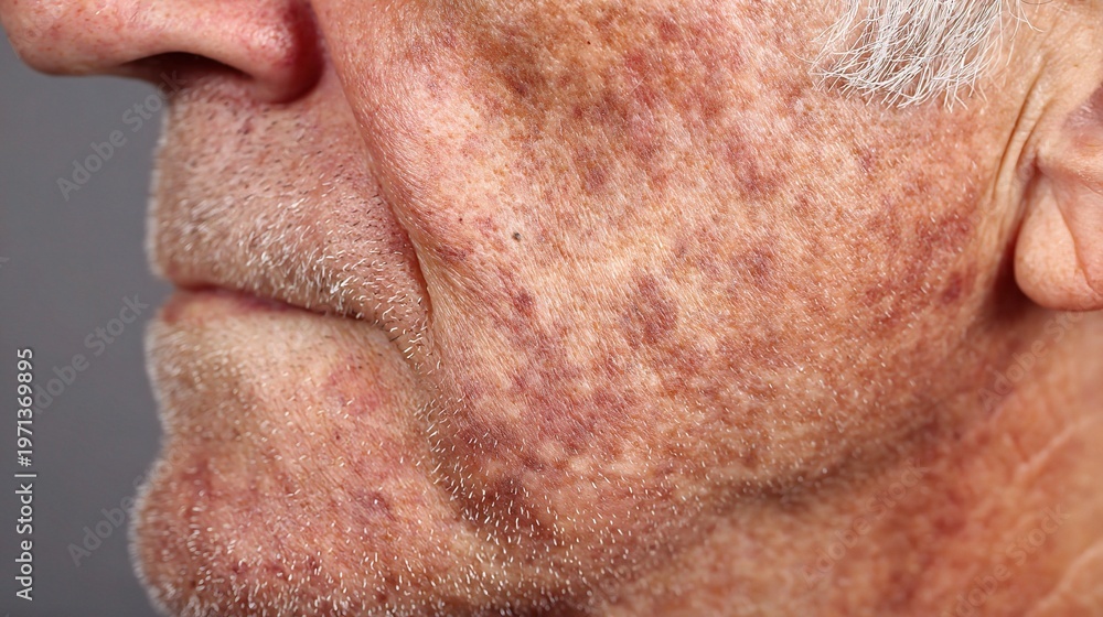 Naklejka premium Medical illustration of skin cancer, displaying epidermal tumor pathology, dermatological diagnosis, ultraviolet damage factors and professional clinical treatment for skin oncology research