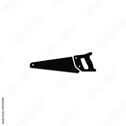 Vector silhouette of a hand saw tool lying flat on a plain background