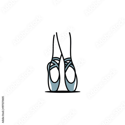 Vector showing a pair of light blue ballet shoes worn on pointe