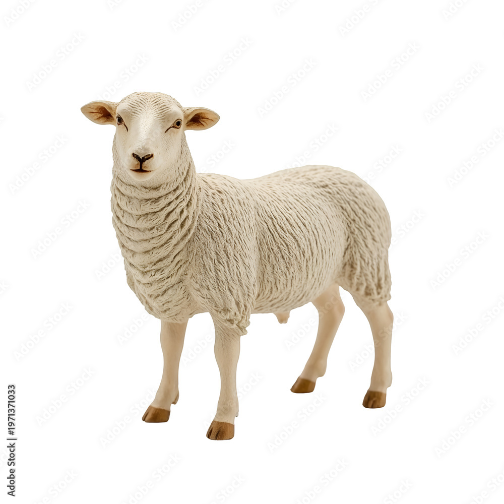 Naklejka premium White Sheep Standing Alone Isolated