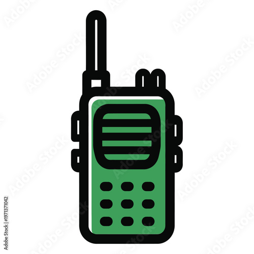 Walkie Talkie Icon Communication Radio Device in Flat Outline Style
