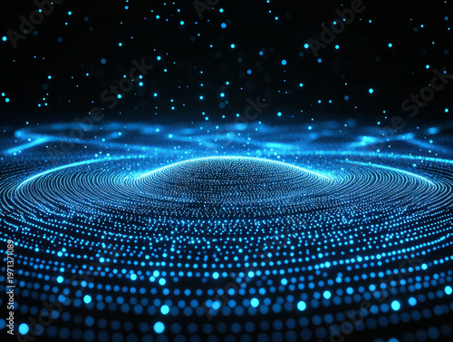 Abstract space composed of blue particles