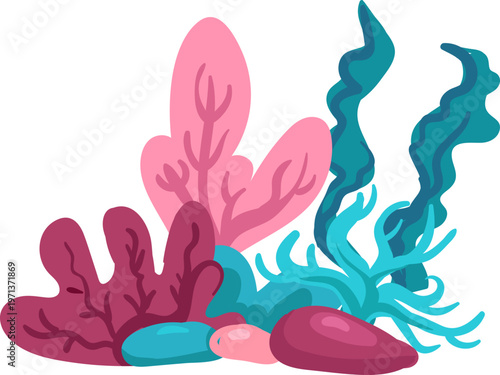 Abstract Underwater Coral Reef Illustration