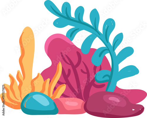 Abstract Underwater Coral Reef Illustration