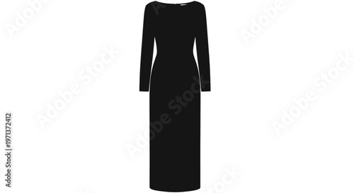 Elegant Black Maxi Dress on White Background Depicting Classic Sophistication and Style