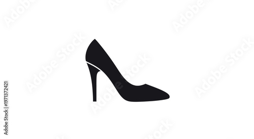 Elegant Black Stiletto Heel Silhouette Isolated on White Background for Fashion Design