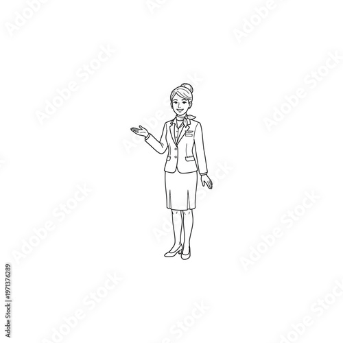 Businesswoman in a professional attire gesturing.