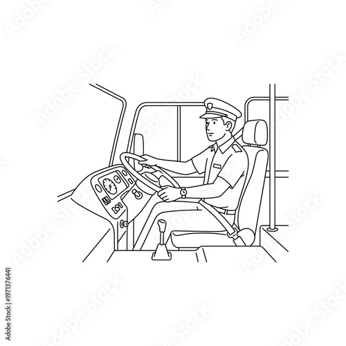 Man sitting in a truck driving.