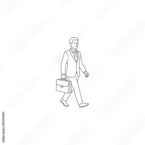 Businessman walking with briefcase in hand.