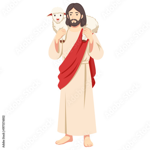 Jesus Carrying a Lamb Illustration