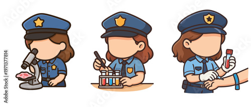 Female police officer forensic scientist examining evidence