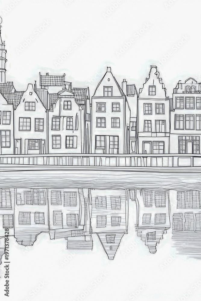 Obraz premium A scenic view of a city along the waterfront with buildings and boats