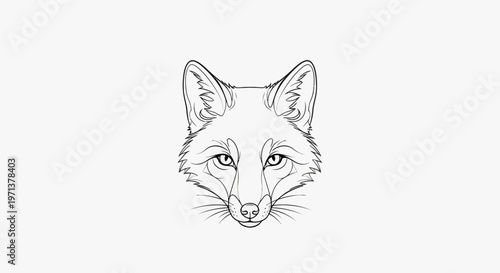 Minimalist Fox Head Illustration, Line Art Animal Portrait