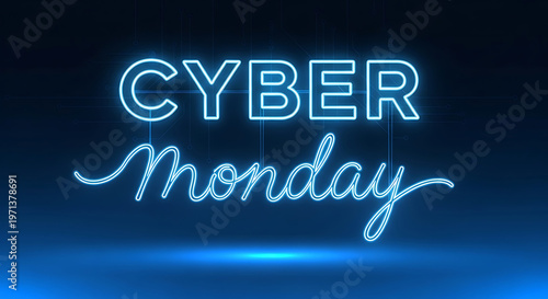 Glowing Blue Neon Sign 